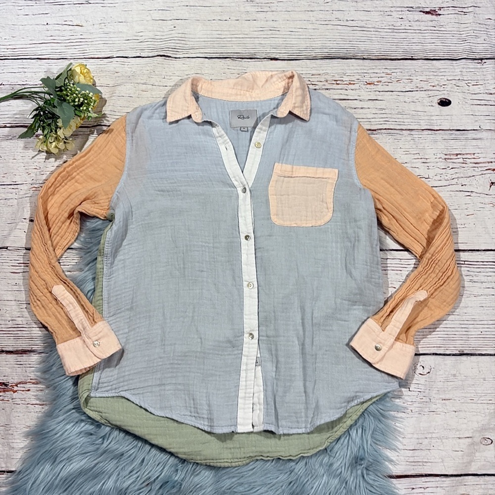 Rails Ellis Bermuda Color Block Button Front Shir… - image 7